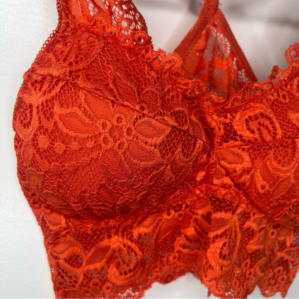 Kathy Lace Bralette Size Small Medium in Vibrant Orange Coral - Picture 4 of 9